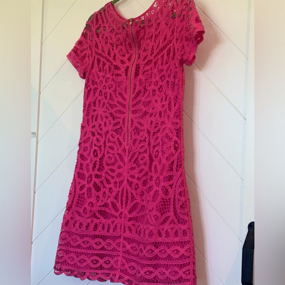Lilly Pulitzer MarieKate GoToBatt Battenberg Lace Pink Med Classic Timeless $378 - Picture 7 of 14